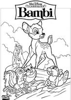 coloriage Bambi et ses amis des bois